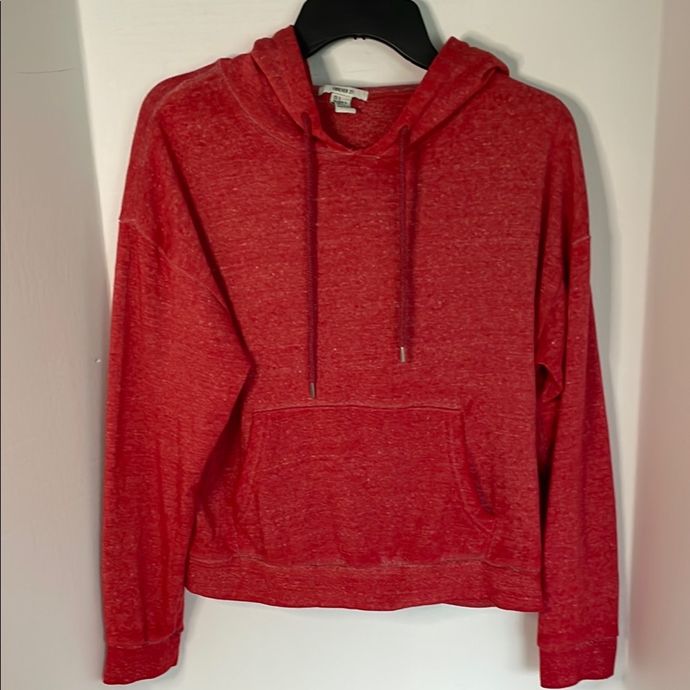 Forever 21 Women's Red  cropped Hoodie Sweatshirt size Large